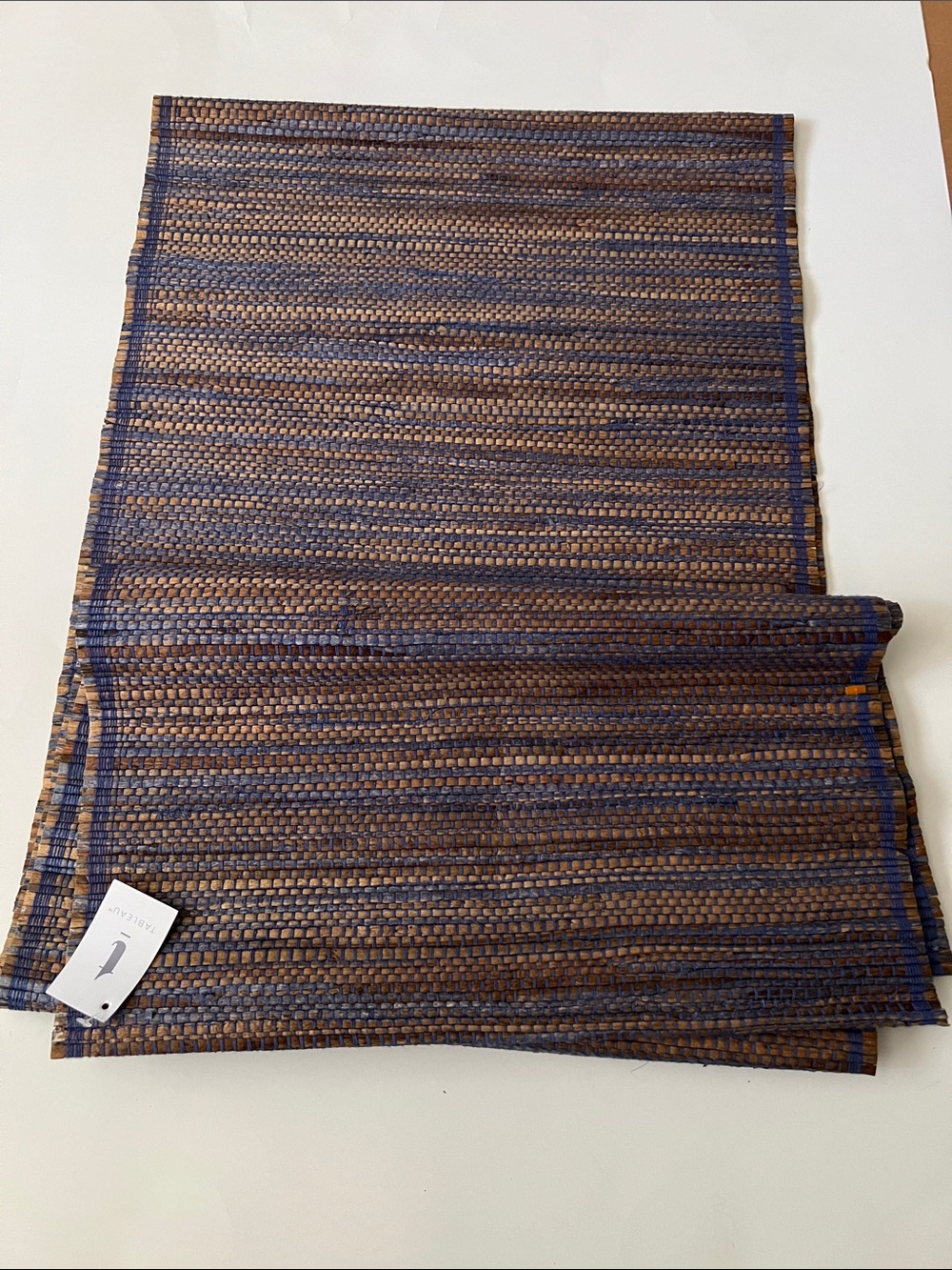 Woven Blue and Brown Table Runner - Unbranded